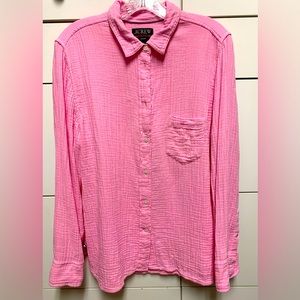 J Crew classic double-gauze shirt. Hot pink, size 12.